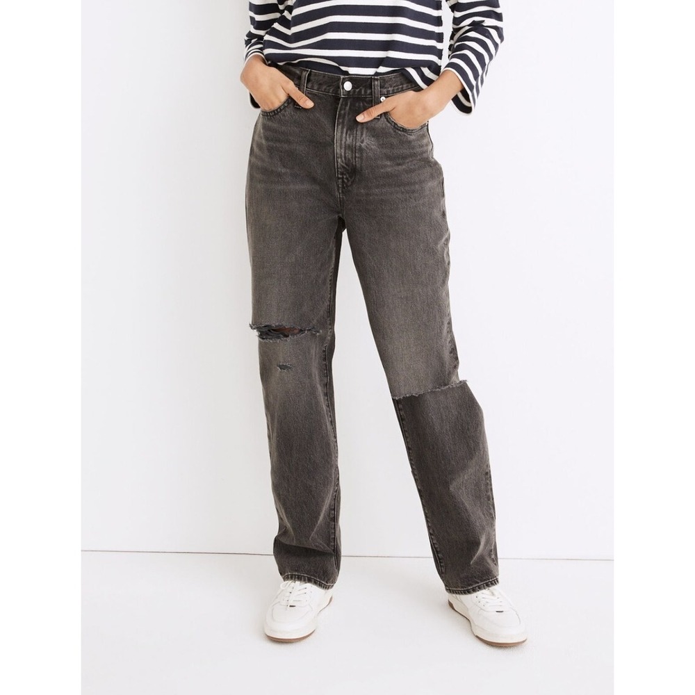 Madewell Baggy Straight Jeans in Cavell Wash: Ripped‎ Edition